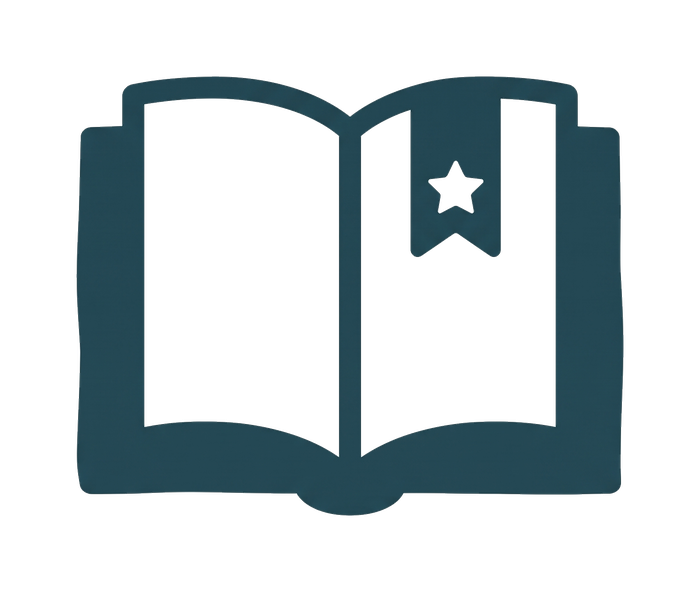 Ícone de livro aberto com marcador de estrela